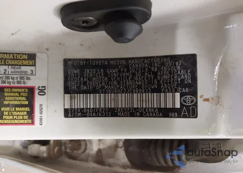 2018 Toyota Corolla Le from USA, damaged, VIN 2T1BURHE2JC989833